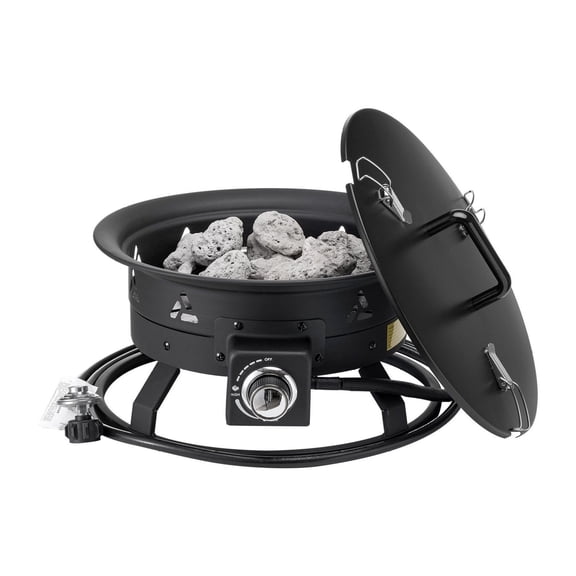 Propane Fire Pit 19 Inch, Portable Outdoor Gas Fire Pit with Cover & Lava Rocks, 58000 BTU Adjustable Flame for Patio, Camping, Heating & Gathering