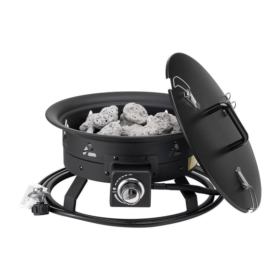 Propane Fire Pit 19 Inch - Portable Outdoor Gas Fireplace with Lava Rocks