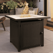 Propane Fire Pit, Lofka 30 Inches Gas Fire Pit Square Table with Lid & Lava Rock 50000 BTU for Outdoor