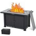 thumbnail image 1 of Propane Fire Pit Table 44 Inch, 50000BTU Rectangle Fire Table with Cover & Rain Cover, Sturdy Steel and Iron Fence Surface, Companion for Your Garden, 1 of 8