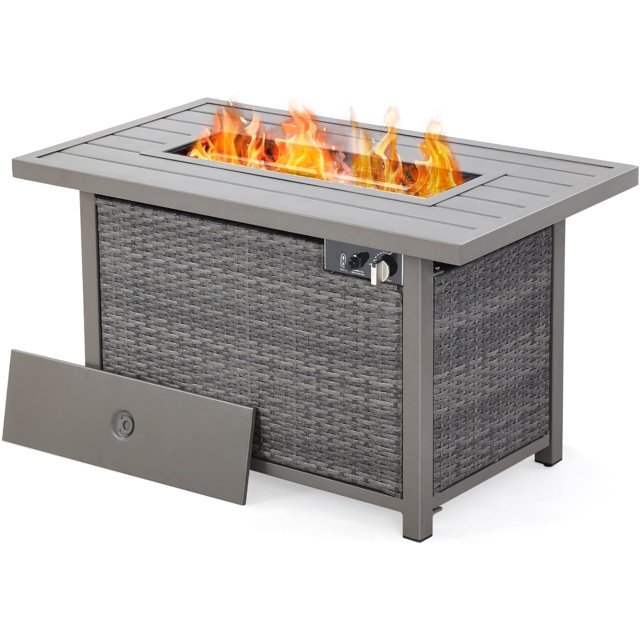 Propane Fire Pit Table, HAPPATIO 48inch 50000 BTU Aluminum Gas Fire Pit