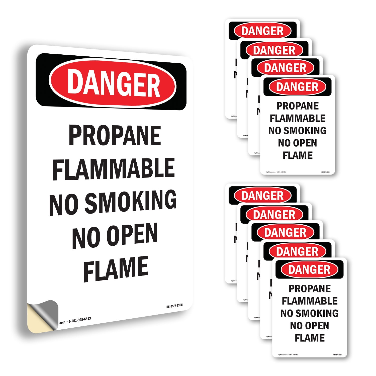 Propane Flammable No Smoking No OSHA Danger Vinyl Decal Label 18 Inch x ...