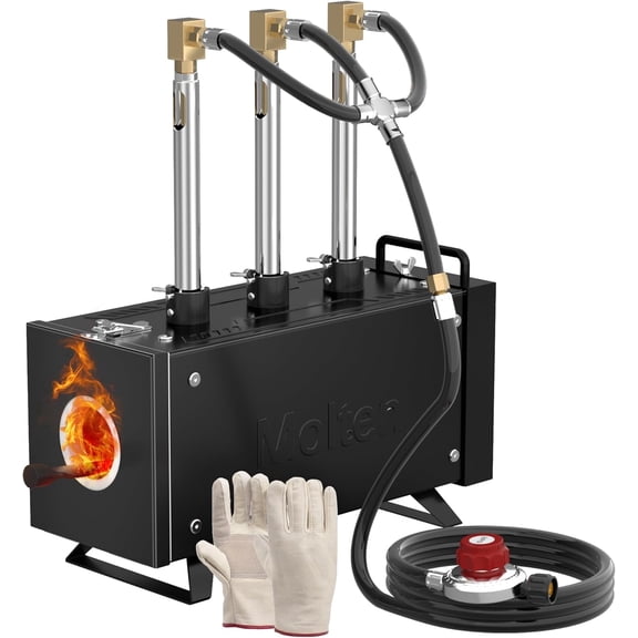 Propane Forge Kit Three Burner Square Mini Gas Forge with Base for Knife Making Blacksmithing Farrier