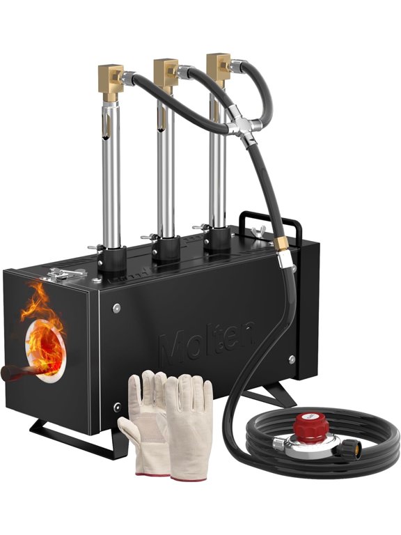 Propane Forge Kit Three Burner Square Mini Gas Forge with Base for Knife Making Blacksmithing Farrier