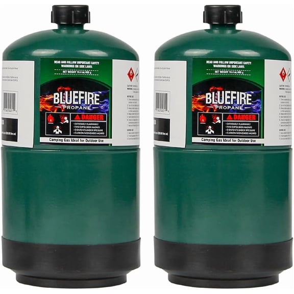 Propane Fuel Camping Gas Cylinder Pack of 2 16.4oz >93% Purity All-Purpose Canister Portable Bottle for Outdoor Mini Burner Cooker Stove Heater Cooking Lamp (2 packs)