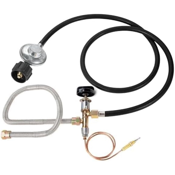 Propane Gas Fire Pit Kit, 5FT Propane Hose with Regulator, Grill Replacement Parts,Fireplace Safety Valve Control System, Max 50000 BTU$$Garden & Patio