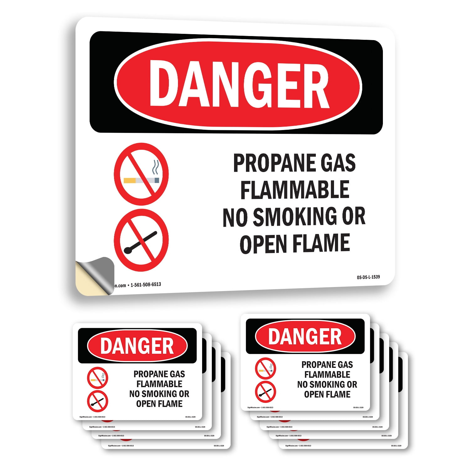 Propane Gas Flammable No Smoking OSHA Danger Vinyl Decal Label 10 Inch ...