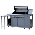 thumbnail image 1 of Brand Man 6-Burner Outdoor Gas Kitchen Grill Island with Side Burner, BBQ Station with Storage Cabinets and Fold-out Prep Table, LPG/NG Convertible, 1 of 10