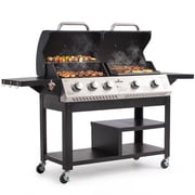 Propane Gas Grill and Griddle Combo with Porcelain-Enameled Cast Iron Grate, 5-Burners Outdoor Propane Grill of 54,000 BTU, 626 SQ.IN Cooking Area, Dual Barbecue Grill for Patio, Garden