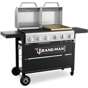 6-Burner Gas Grill and Griddle Combo with Lid 60,000 BTU for Outdoor BBQ -BRANDMAN GRILLS SINCE 1987