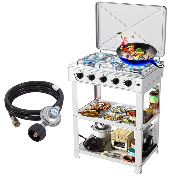 5-Burner Propane Gas Stove, Auto Ignition, Portable, for Outdoor, RV ...