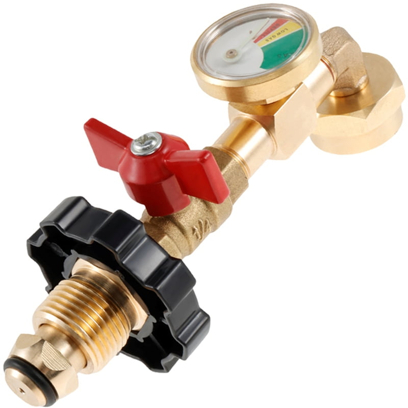 Propane Gas Tank Connector Refill Adapter Gas Pressure Gauge Level
