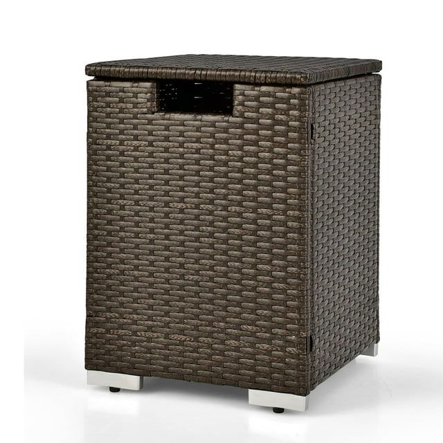 Propane Gas Tank Cover Table, 2in1 Rattan Hideaway Propane Gas Tank