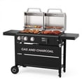 thumbnail image 1 of Flintex Propane Gas and Charcoal Grill Combo, Dual Fuel Outdoor BBQ Grill Stainless Steel Lids for Patio Garden Picnic Backyard Barbecue Cooking, 1 of 7