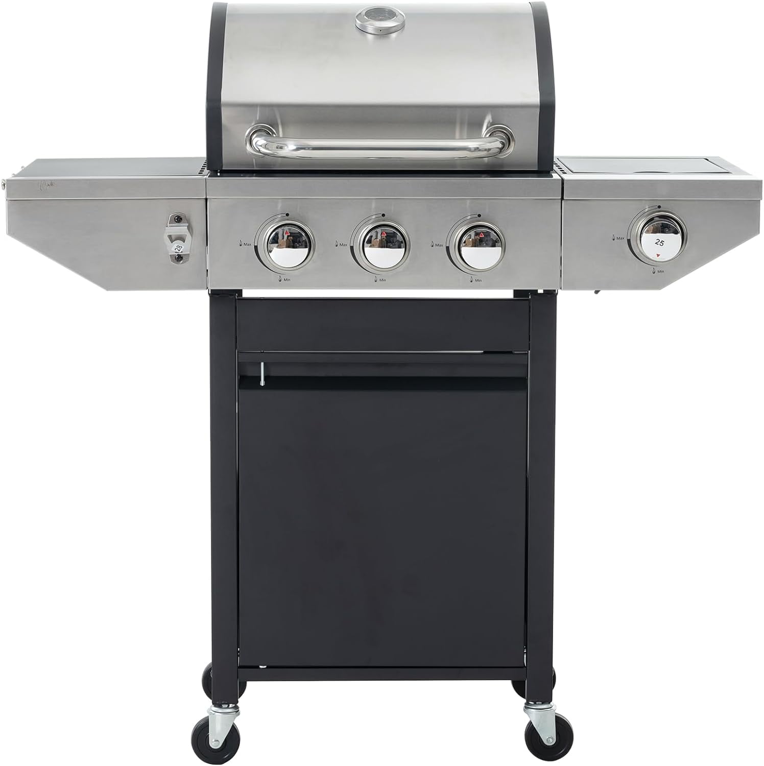 Black and Silver 3-Burner Propane Grill with Side Burner