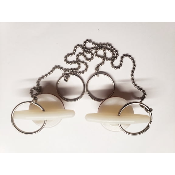 Propane LP BBQ Grill 20-40lb Tank Valve Threaded Plugs w/ Chain Tethers, 2-Pack, Made in USA