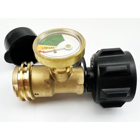 Propane LP Gas Tank Cylinder Level Gauge with Automatic Shutoff Leak Detector and Analog Gauge