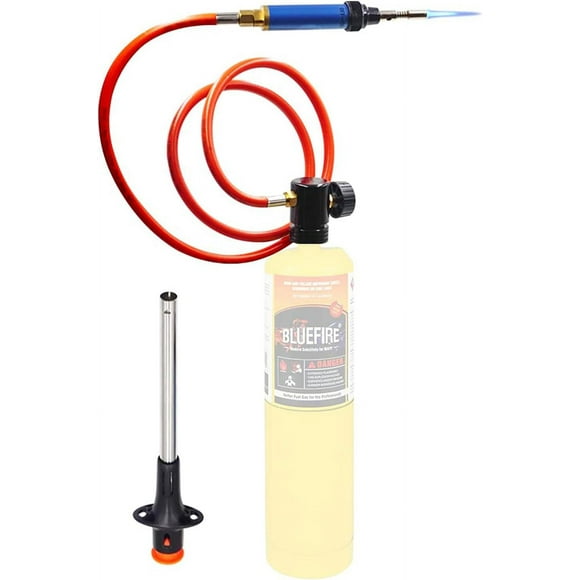 Propane/MAP Gas Soldering Torch Head Multi-Function Kit with 3' Hose | Premium Portable Self-Igniting Welding Station with Adjustable Flame, Accessories Available, Fuel by 1 lb Cylinder