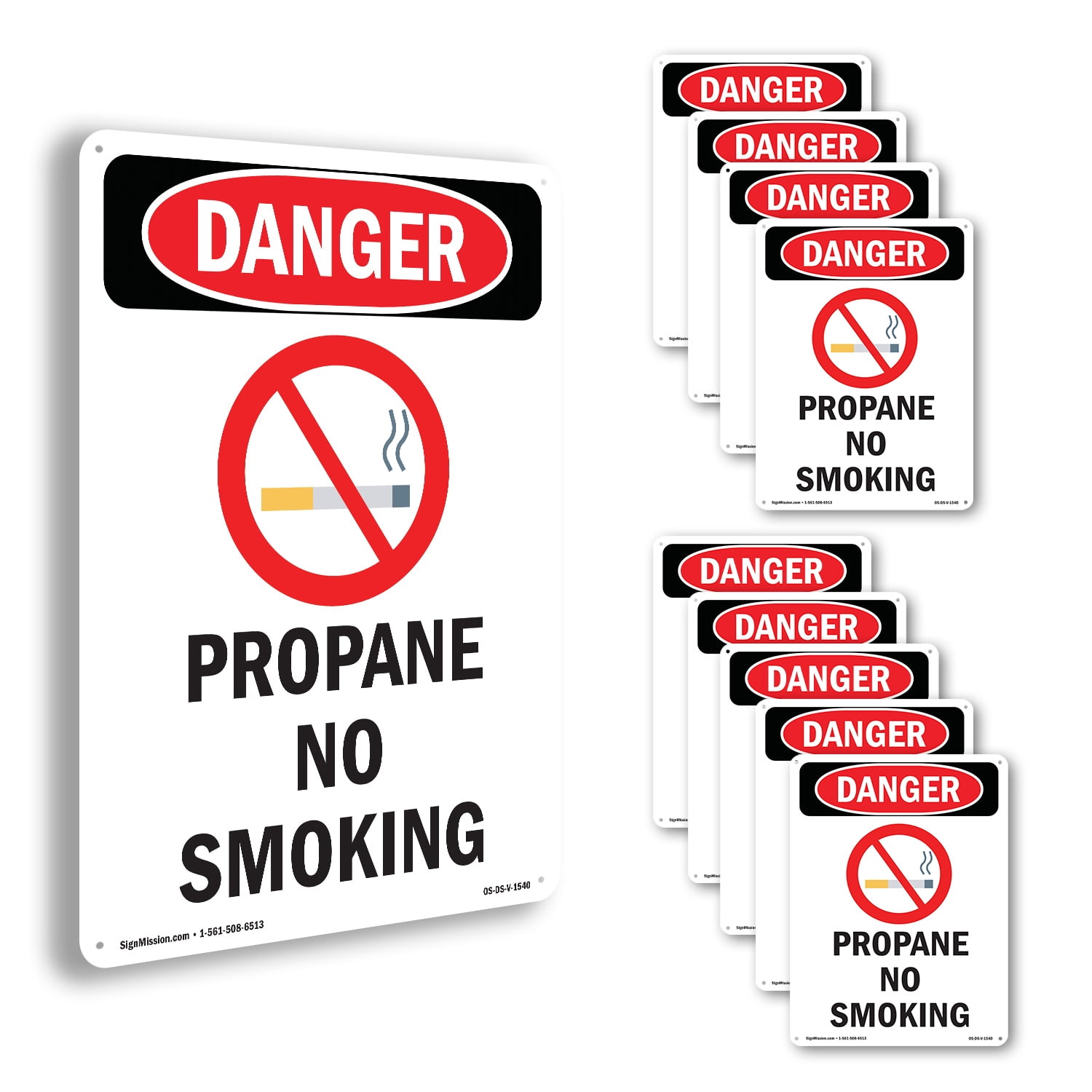 Propane No Smoking OSHA Danger Rigid Plastic Sign 24 Inch x 18 Inch ...