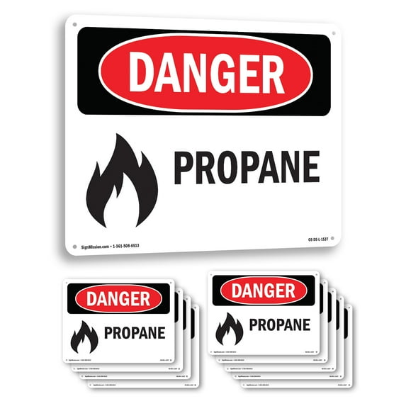 Propane OSHA Danger Rigid Plastic Sign 24 Inch x 18 Inch - 10 Pack