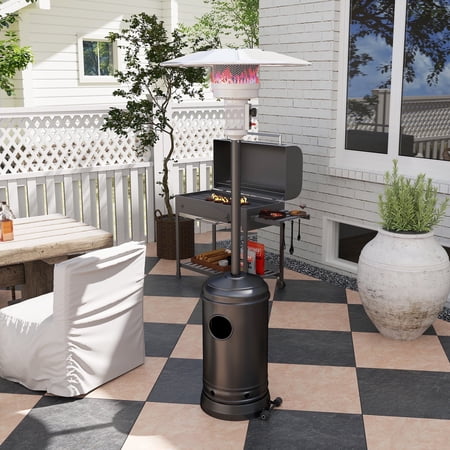 36000 BTU Propane Patio Heaters for Outdoor, 87” High Quick Space Warm Up with Wheels and Adjustable Thermostat, ETL Certified Iron Freestanding Patio Heater for Backyard&Garden, Black