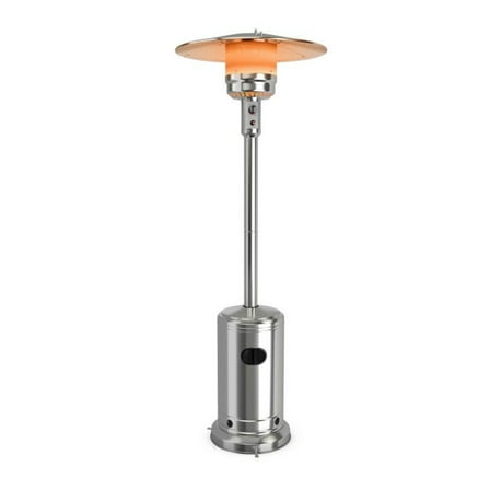 Propane Patio Heater, Standing LP Gas Heater for Outdoor Use, 48,000 BTU Steel Garden Heater with Wheels, Black/Silver