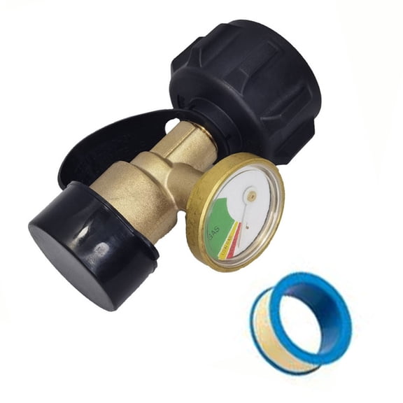 Propane Pressure Gauge With Glow-in-the-Dark Indicator And POL Adapter Solid Brass Leak Detector For American Standard Tanks BBQ Grills RV for Campervans 2 Pack Tool-Free Installation Robust