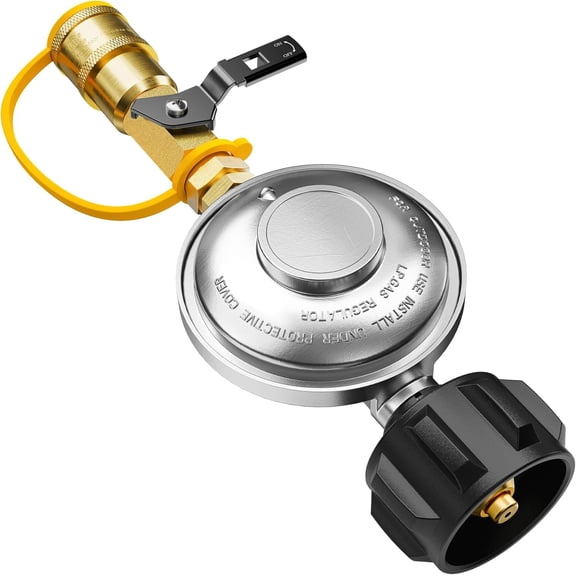 Propane Quick Connect Fittings, Propane Regulator with Quick Connect Fittings and ON/Off Valve for Heaters, Grills, Fire Pit,Quick Disconnect and Connect