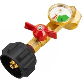 Propane Refill Adapter for 1 lb. Tanks, Propane Tank Refill Adapter Connect to 5-20 lb Propane Tank, Compatible with Valve and Gauge, 90-Degree Elbow Design, Easy to Connect, Solid Brass