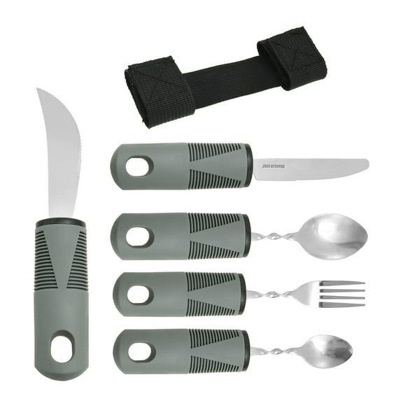 Adaptive Utensils Set Stainless Steel Bendable Cutlery Set Anti Shake Adaptive Cutlery Tools with Rubber Handle for Adults