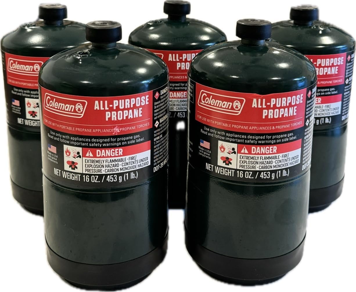 Propane Replacement Fuel Cylinders 16 ounces Camping (5 Pack)