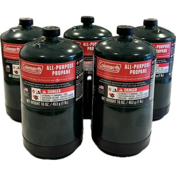 Propane Replacement Fuel Cylinders 16 ounces Camping (5 Pack)