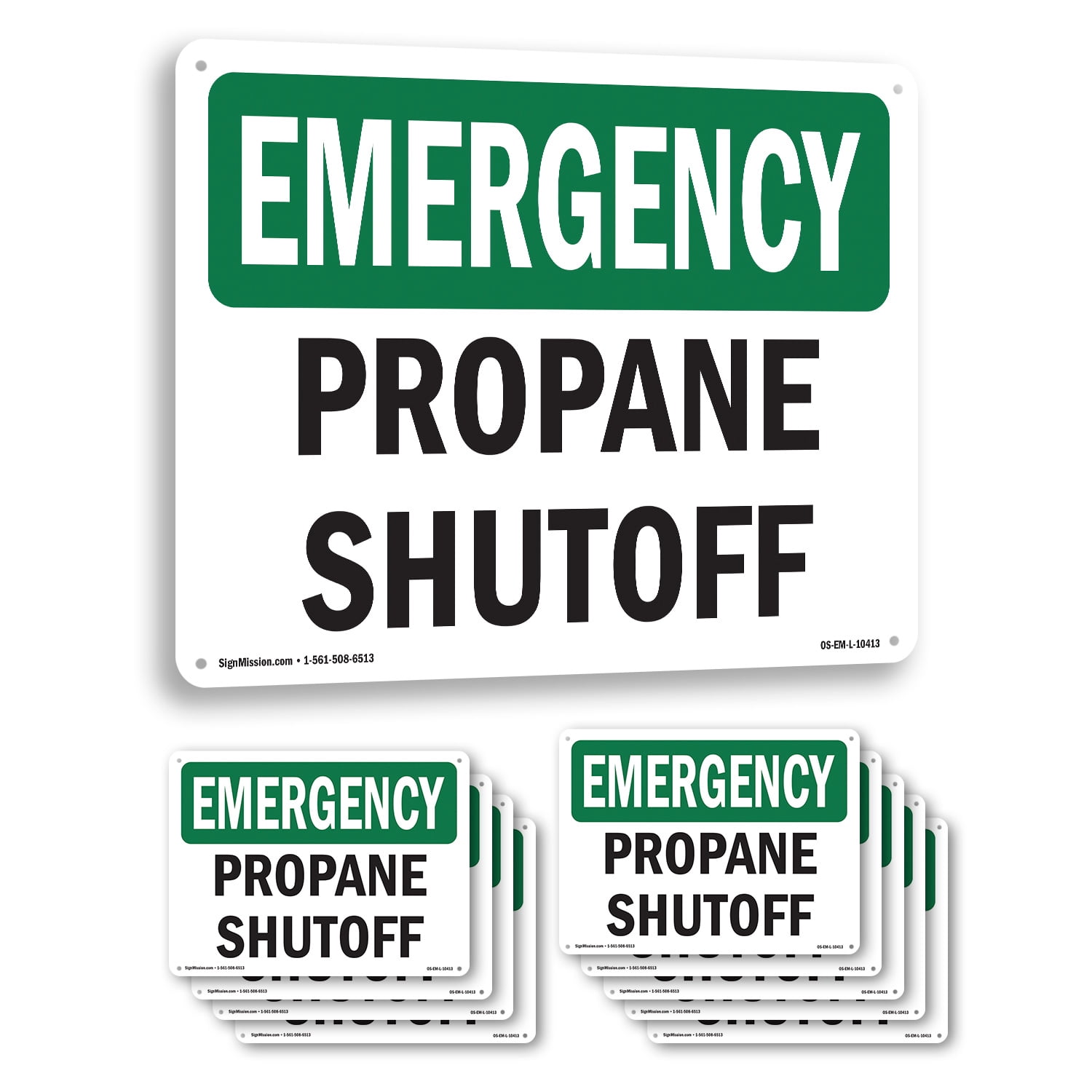 Propane Shutoff OSHA Emergency Aluminum Sign 10 Inch x 7 Inch - 10 Pack ...