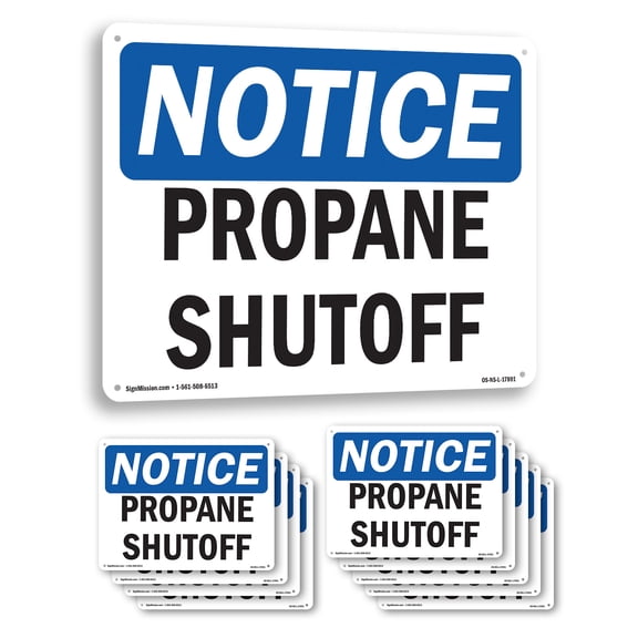 Propane Shutoff OSHA Notice Aluminum Sign 10 Inch x 7 Inch - 10 Pack