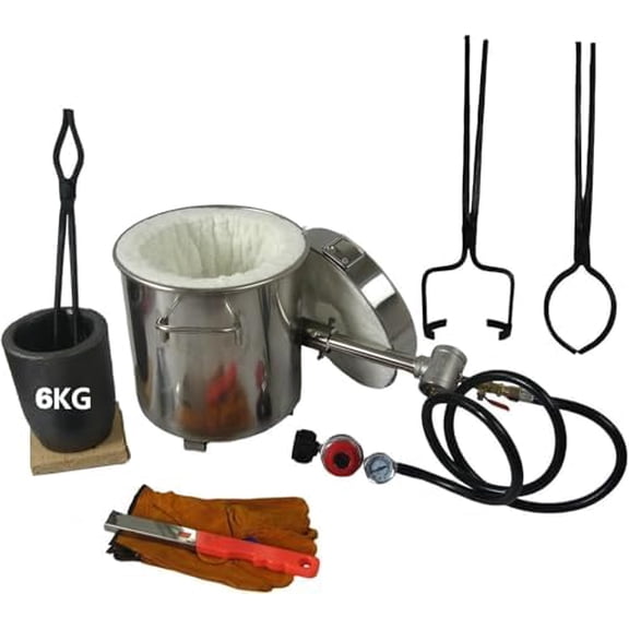 Propane Smelting Furnace Kits, 6kg(13LB) Graphite Crucible Furnace with Crucible Tongs, High Temp Casting Foundry Furnace for Melting Metal Recycle Gold Copper Aluminum$$Art & Craft
