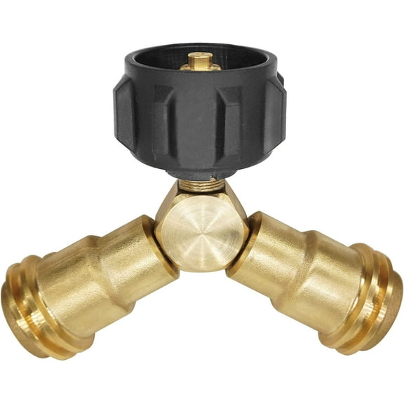 Propane Splitter, 2 Way LP Gas Adapter Tee Connector for 20lb Propane Tank Cylinder, Work with BBQ Grills, Camping Stoves, Gas Burners, Heater