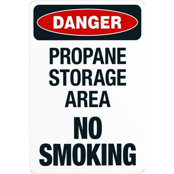 Propane Storage Area No Smoking Metal Warning Sign, Caution Security Poster 12 x 8 Inches