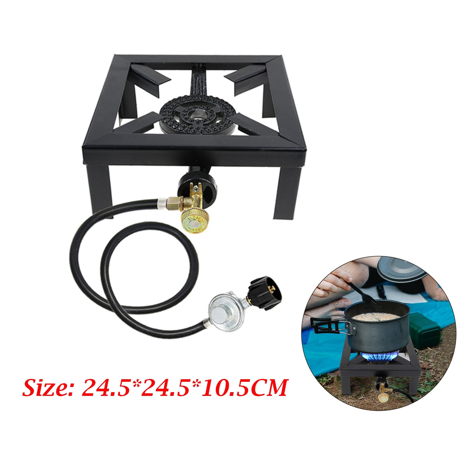 Loyalheartdy Outdoor & Indoor Gas Stove Propane Cooker Portable Double  Burner Adjustable Hose 8000W for Camping Barbecue