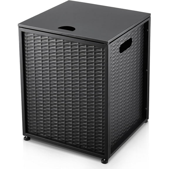 Propane Tank Hideaway Table for Gas Fire Pits - 20 LBS Propane Tank Storage Side Table for Gas Fire Pit, Gas Grill, Griddle, and Propane Stoves (Black)