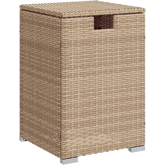 Propane Tank Cover Table - Beige Poly Rattan - 15.7"x15.7"x23.6" - Dual Function Side Table for Patio/Garden/Deck