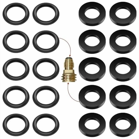 Propane Tank Gasket and 10Pcs O-Rings for All Soft Nose P.O.L. Fittings, Soft Rubber Leakage-Proof Sealing, Fit for Propane Gas Adapters, Connectors, Valves, Regulators, Accessories$$Garden & Patio