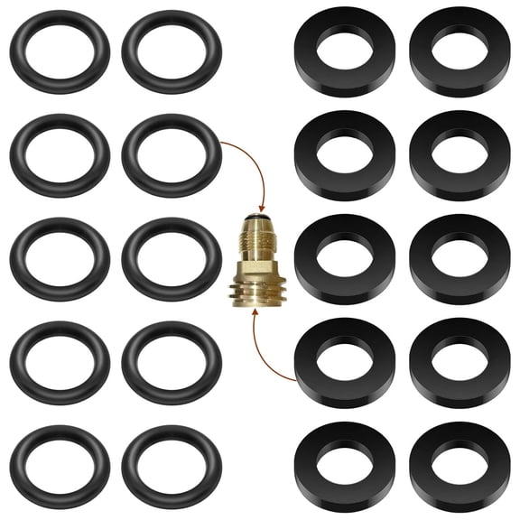 Propane Tank Gasket and 10Pcs O-Rings for All Soft Nose P.O.L. Fittings, Soft Rubber Leakage-Proof Sealing, Fit for Propane Gas Adapters, Connectors, Valves, Regulators, Accessories