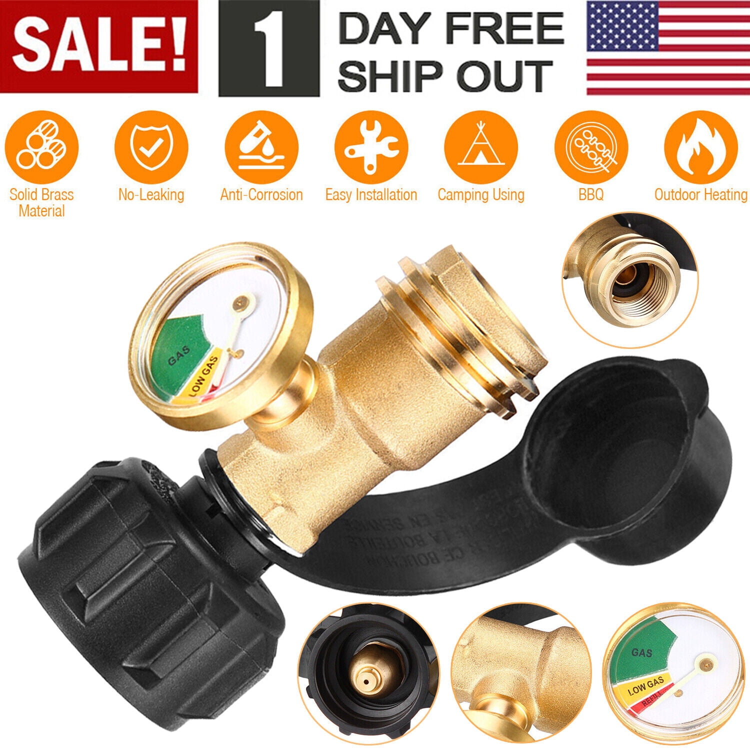 Propane Tank Gauge Level Indicator Leak Detector for 5lb-40lb Propane