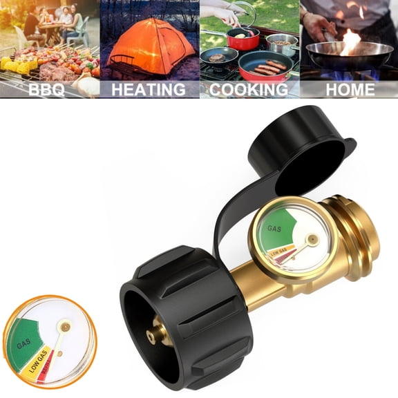 Propane Tank Gauge Level Indicator,Propane Adapter,Leak Detector for 5-40lb Propane Tank, with QCC1/Type, Universal for BBQ Gas Grill, Cylinder, RV Camper, Heater, and More Appliances, 3 Ranges