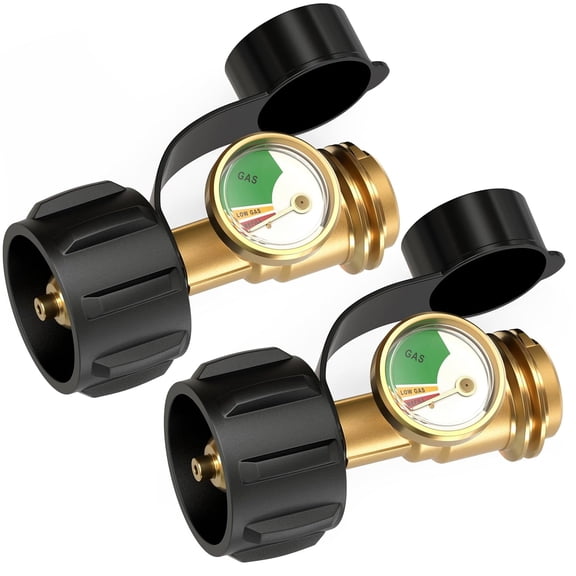 Propane Tank Gauge Level Indicator, Universal Propane Gauge for 5-40lb LP Tanks, Color Coded Gas Pressure Meter for BBQ, RV, Camper, Heater, Leak Detector, QCC1/Type1, Easy to Read, Durable (2 Packs)