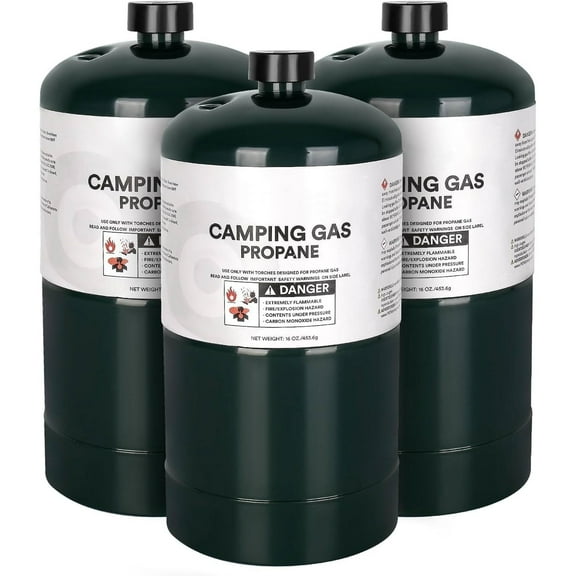 Propane Tank, Propane Camping Cylinder, Propane Fuel Cylinder 16 oz, Propane Gas to Broil Sous Vide for Welding Brazing Soldering, Pack of 3