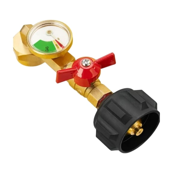 Propane Tank Refill Adapter with Pressure Gauge and Ball Valve for Gas Cylinder Compatible with Standard Connection