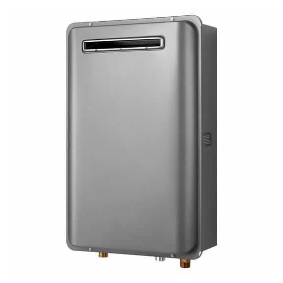 Propane Tankless Water Heater, 5.3Gal 120000 BTU Instant Hot Water, Outdoor Gas Heater w/ Digital Temp Control & Safety Protections, Whole House, Silver Gray