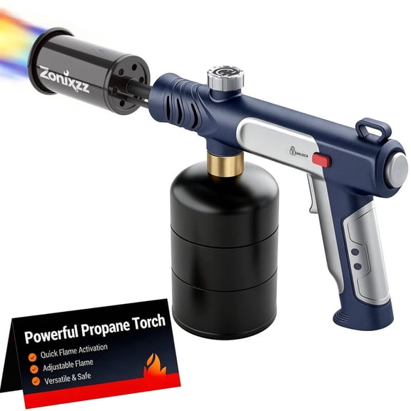  Propane Torch Gun Adjustable Blow Torch for Cooking BBQ Grill Charcoal Fire Starter Soldering Kitchen Blue