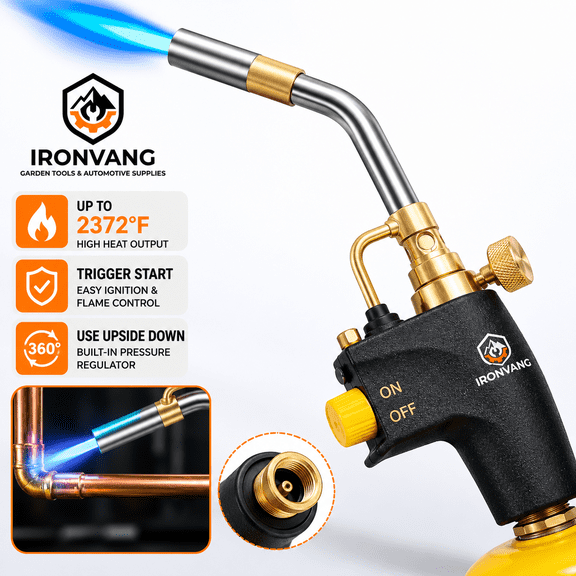 Propane Torch Head with Trigger Start, MAPP Map Gas Torch Kit, High Intensity Welding Brazing Soldering Torch, Adjustable Flame, Anti-Slip Handle, CGA600 Compatible
